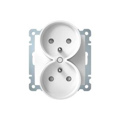 B.Square Double socket with grounding for single or multiple frames, white