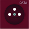 B.Square Faceplate for grounded socket with "DATA" imprint, glossy red