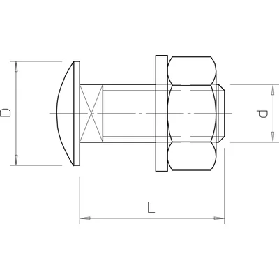 Bullone a testa di fungo FRS 8x16 F 5.6 con rondella e dado