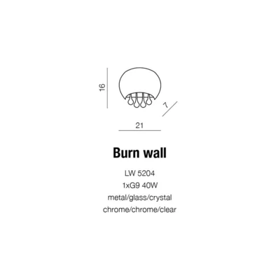 BURN WALL Lámpara de pared cromada