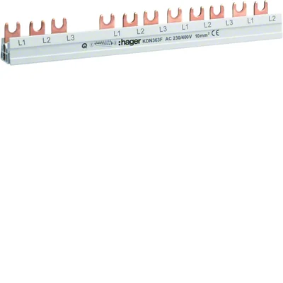 Bus di fase a 3 poli, 12 moduli, 10 mm2