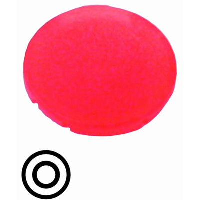 Button lens, flat red with lettering O, M22-XDL-R-X0