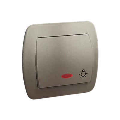 Button light with backlight 10A 250V screw terminals satin (metallic)