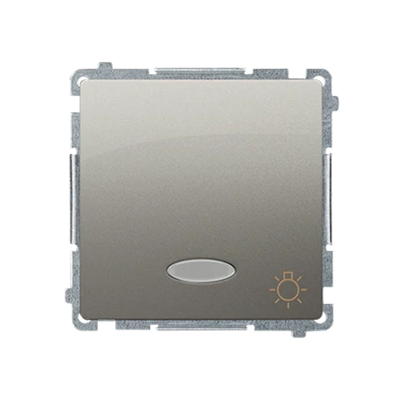 Button light with backlight (module) 10A 250V screw terminals satin (metallic)
