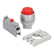 Button protruding red slit nickel ring