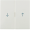 Buttons with the "arrow" symbol printed on them for blind switches, cream, gloss