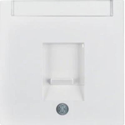 B.x/S.1 Single front plate with dust protection slides and labeling field, white, glossy