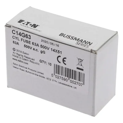 C14G63 Cylindrical insert 14 x 51 mm 63A GG 400V AC