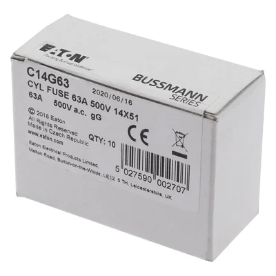 C14G63 Zylindrischer Einsatz 14 x 51 mm 63A GG 400V AC