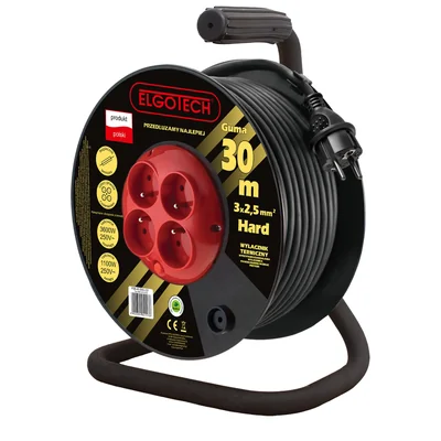 Cable alargador carrete HARD 4 tomas c/u 25mm H05RR-F 3x2.5 negro