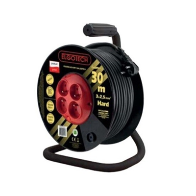 Cable alargador carrete HARD 4 tomas c/u 30m H05RR-F 3x2.5 negro