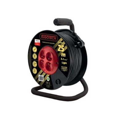 Cable alargador carrete LIGHT 4 tomas c/u 20m H05RR-F 3x1 negro