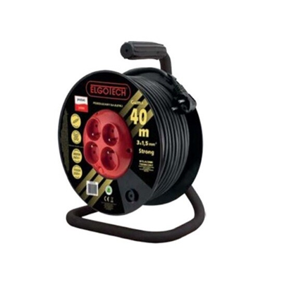 Cable alargador carrete STRONG 4 tomas c/u 40m H05RR-F 3x1,5 negro