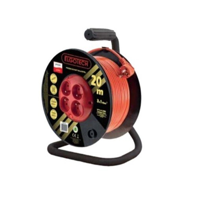 Cable alargador enrollable 4 tomas con/salida 40m OMY 3x1 naranja