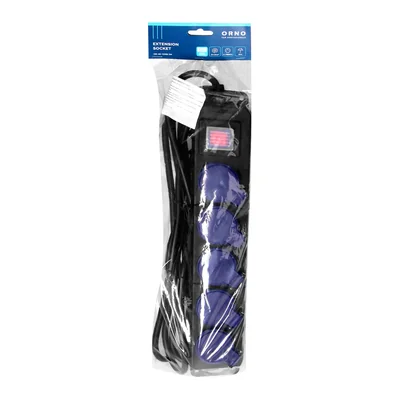 Cable alargador para taller, resistente a salpicaduras, con interruptor, 5 tomas 2P+Z, IP44, cable de goma, H05RR-F 3x1,5mm², longitud 5m