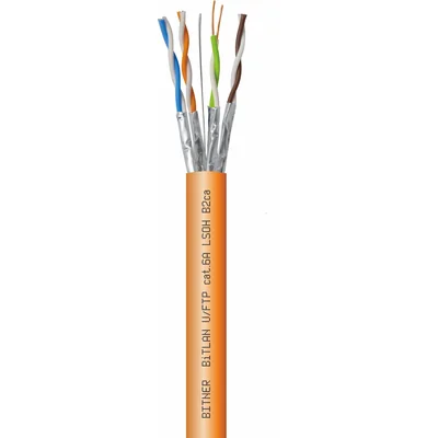 Câble BiTLAN U/FTP 4x2x23 AWG cat. 6A 500 MHz LSOH B2ca pour réseaux informatiques à exigences de sécurité incendie renforcées, paires blindées, sans halogène