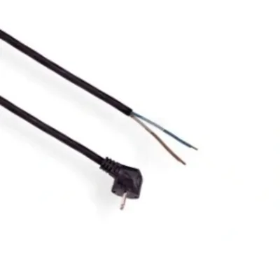 Cable con conector acodado, goma H05RR 2x1,5, 4 m