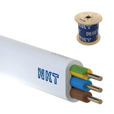Câble d'alimentation blanc 3x4 nkt instal YDYpżo 450/750, installation, multiconducteur avec isolation PVC