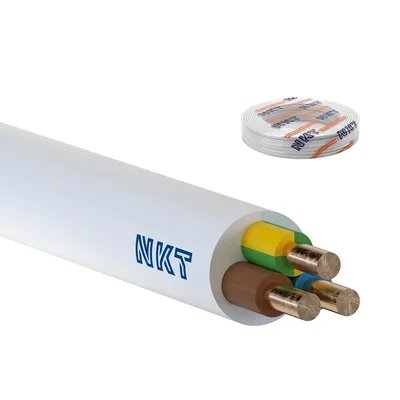 Câble d'alimentation YDYżo 450/750 3x1,5 blanc, installation, multiconducteur avec isolation PVC