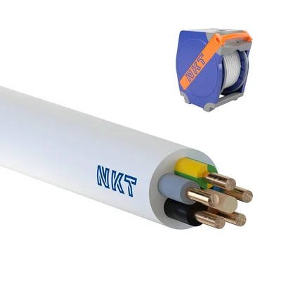 Câble d'alimentation YDYżo 450/750 5x2,5 blanc, installation, multiconducteur avec isolation PVC