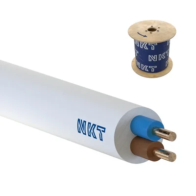 Cable de alimentación YDY 450/750 2x1 blanco, cable de instalación, multiconductor con aislamiento de PVC.