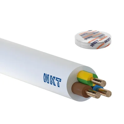 Cable de alimentación YDYżo 450/750 3x2.5 blanco, para instalación, multipolar con aislamiento de PVC.