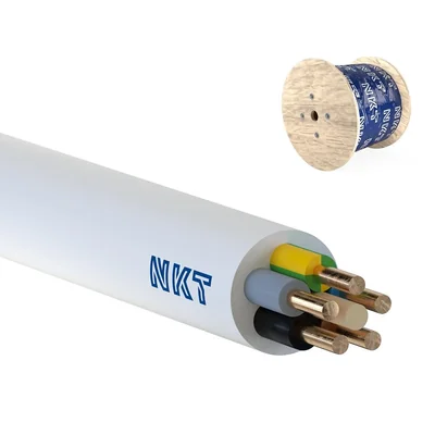 Cable de alimentación YDYżo 450/750 5x1.5 blanco, para instalación, multipolar con aislamiento de PVC.