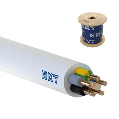 Cable de alimentación YDYżo 450/750 5x1.5 blanco, para instalación, multipolar con aislamiento de PVC.