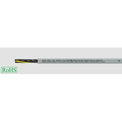 Câble de commande en PVC conforme aux normes UL/CSA, blindé JZ-603 4x1,5 mm², conducteurs gris et noirs numérotés selon la norme DIN VDE 0293-334