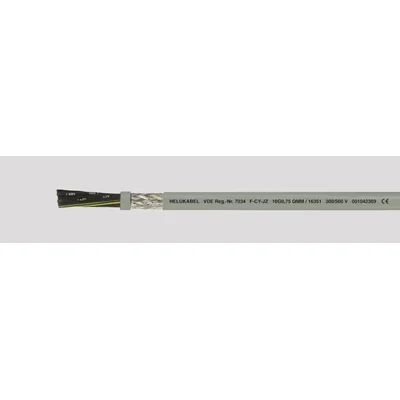 Câble de commande et d'alimentation en PVC, blindé F-CY-JZ 3G2,5 mm², gris, conducteurs noirs numérotés selon DIN VDE 0293-334