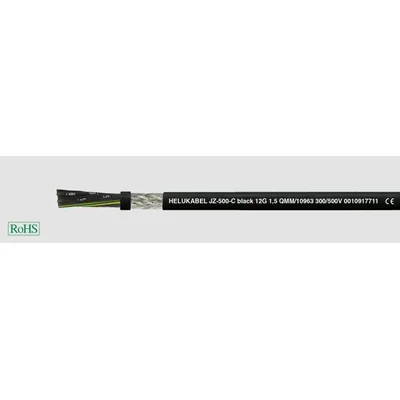 Câble de commande et d'alimentation en PVC blindé JZ-500-C NOIR 3G1 mm² noir, conducteurs noirs numérotés selon DIN VDE 0293-334