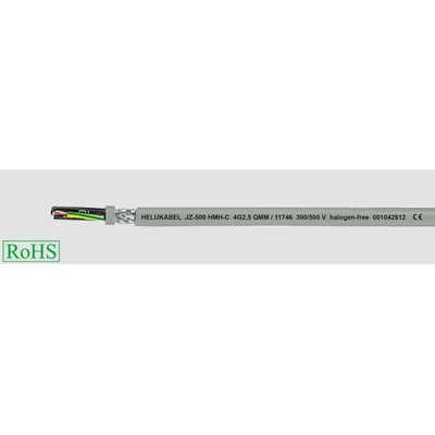 Câble de commande et d'alimentation sans halogène, blindé JZ-500 HMH-C 7G0,5 mm², conducteurs noirs numérotés selon DIN VDE 0293-334