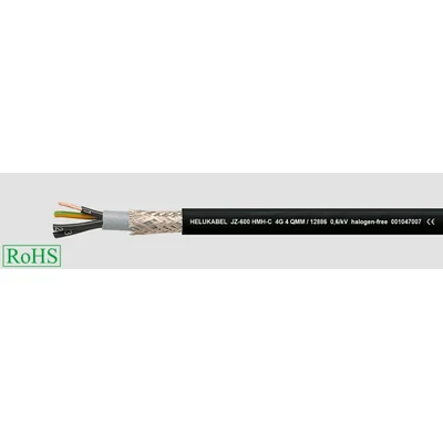 Câble de commande et d'alimentation sans halogène, blindé JZ-600 HMH-C 12G1,5 mm², conducteurs noirs numérotés selon DIN VDE 0293-334