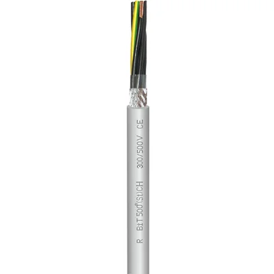 Câble de commande souple sans halogène BiT 500 (St) CH 5G1.5, avec blindage commun en feuille métallisée et tresse de cuivre étamé, conducteurs numérotés, pour usage intérieur, 300/500 V