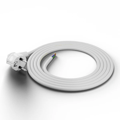 Cable de conexión con conector acodado UniSCHUKO; 3x1,5; OMY żo; 1,5 m; blanco