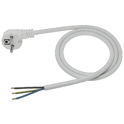 Cable de conexión con enchufe angular moldeado UNISCHUKO blanco 250V~/6A PVC 3x0,75mm² - 2m PZ0.75-02-1