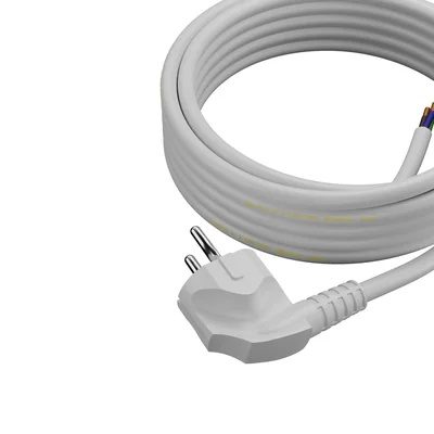 Câble de connexion avec fiche coudée UniSCHUKO ; 3x1,5 ; OMY żo; 5 mètres ; blanc
