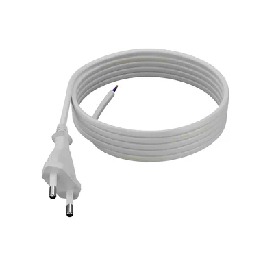 Câble de connexion PP-11/3M/2X0,75/OMY P avec fiche plate ; 2 x 0,75 ; H03VVH2-F (OMYp) ; 3 m ; blanc