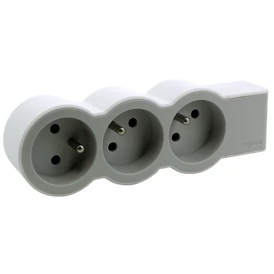 CABLE DE EXTENSIÓN ESTÁNDAR 3X2P+Z, SIN CABLE (BLOQUE PORTÁTIL MULTIUSOKET) - BLANCO/GRIS CLARO