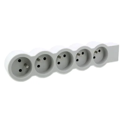 CABLE DE EXTENSIÓN ESTÁNDAR 5X2P+Z, SIN CABLE (BLOQUE PORTÁTIL MULTISOLETO) - BLANCO/GRIS CLARO