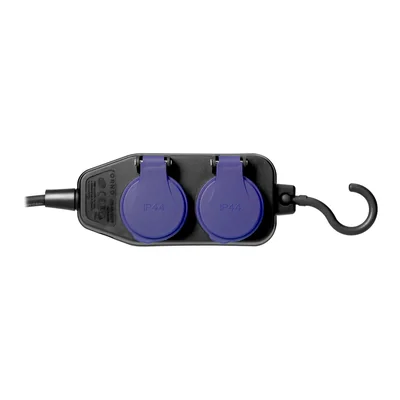 Cable de extensión para taller, resistente a salpicaduras, IP44, 4 tomas (2+2) 2P+Z, IP44, cable de goma, H05RR-F 3x1,5mm², longitud 5m
