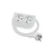 Cable de extensión portátil de 2 vías, 2x2P+Z blanco 250V~/10A 3x1mm² PVC - 6m con enchufe UNISCHUKO moldeado en ángulo y orificio de montaje, Classic PSN-206
