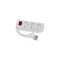 Cable de extensión portátil de 3 vías, 3x2P+Z blanco con interruptor iluminado 250V~/16A 3x1.5mm² PVC- 3m con enchufe UNISCHUKO moldeado en ángulo y orificios de montaje, Classic PSN-303W-1.5
