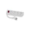 Cable de extensión portátil de 4 vías, 4x2P+Z blanco con interruptor iluminado 250V~/16A 3x1.5mm² PVC- 1.5m con enchufe UNISCHUKO moldeado en ángulo y orificios de montaje, Classic PSN-401.5W-1.5