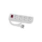 Cable de extensión portátil de 4 vías, 4x2P+Z blanco con interruptor iluminado 250V~/16A 3x1.5mm² PVC- 5m con enchufe UNISCHUKO moldeado en ángulo y orificios de montaje, Classic PSN-405W-1.5
