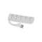 Cable de extensión portátil de 5 vías, 5x2P+Z blanco 250V~/16A 3x1.5mm² PVC- 1.5m con enchufe UNISCHUKO moldeado en ángulo y orificios de montaje, Classic PSN-501.5-1.5