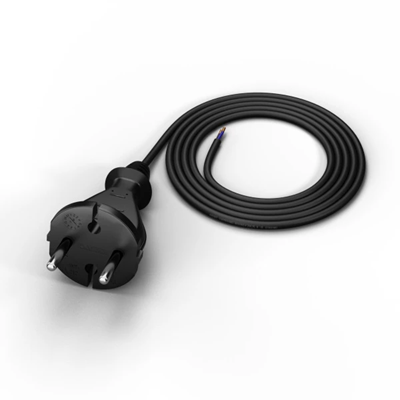 Câble de raccordement avec fiche droite IP20 2x1,5 H05RR 1,5m noir