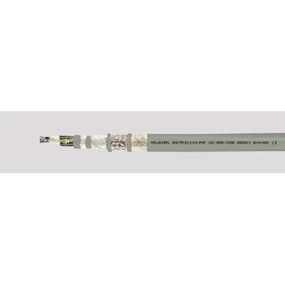Cable flexible, muy flexible, 12x0,5, aislamiento PUR, libre de halógenos, gris