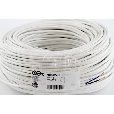 Câble OMY 2x0,75 300/300V (H03VV-F) - blanc