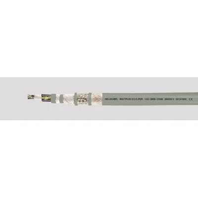 Câble PUR pour porte-câbles MULTIFLEX 512®-C-PUR 4G 0,5 mm² gris, conducteurs noirs numérotés selon DIN VDE 0293-334